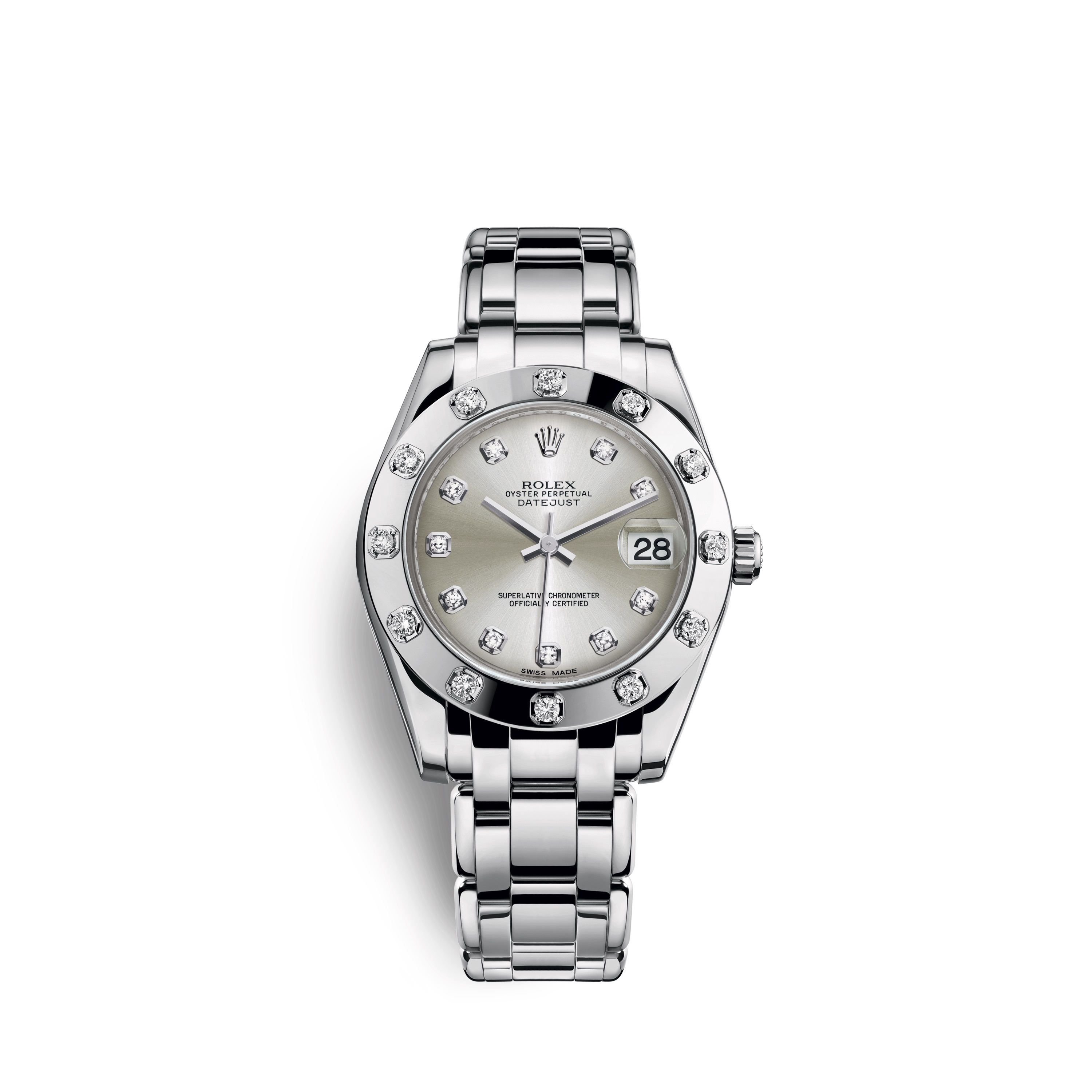 Pearlmaster 34 81319 White Gold & Diamonds Watch (Silver Set with Diamonds)