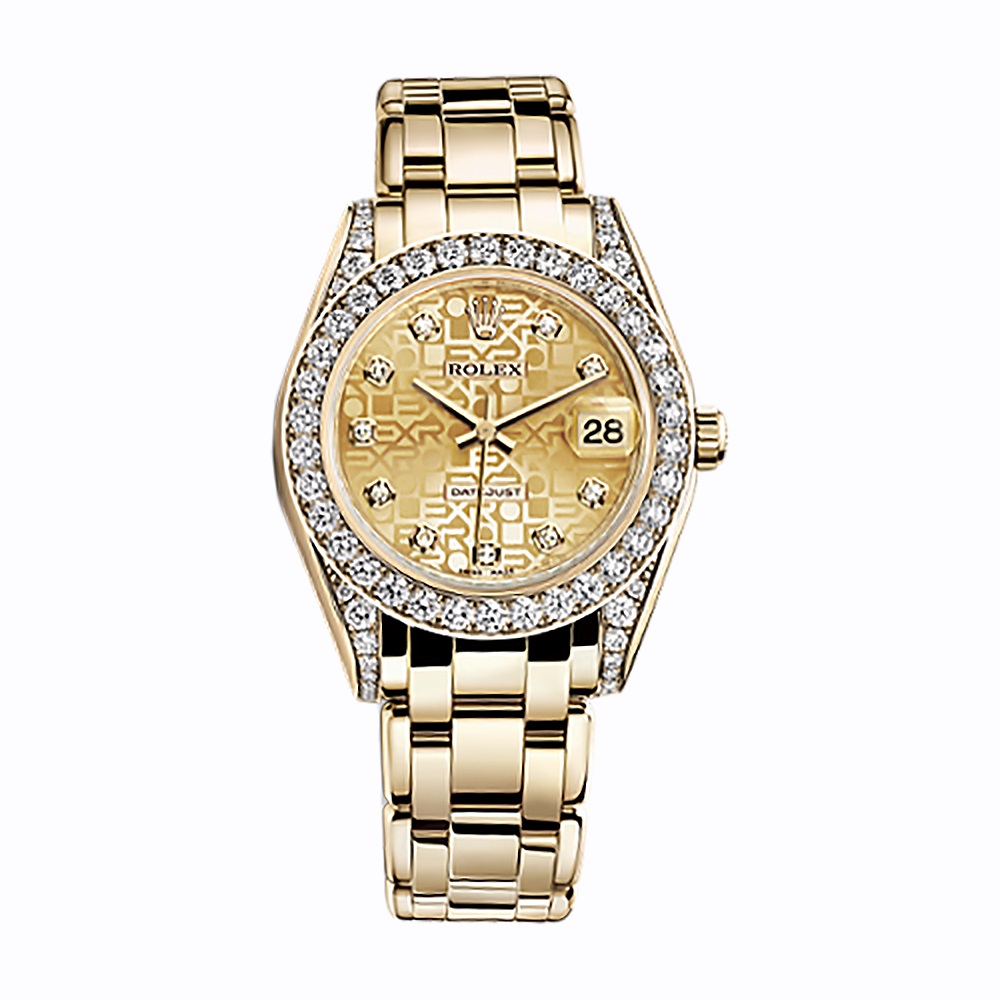Pearlmaster 34 81158 Gold Watch (Champagne Jubilee Design Set with Diamonds)
