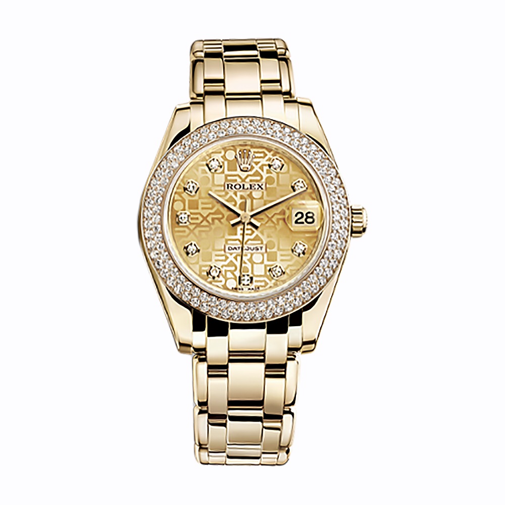 Pearlmaster 34 81338 Gold Watch (Champagne Jubilee Design Set with Diamonds)