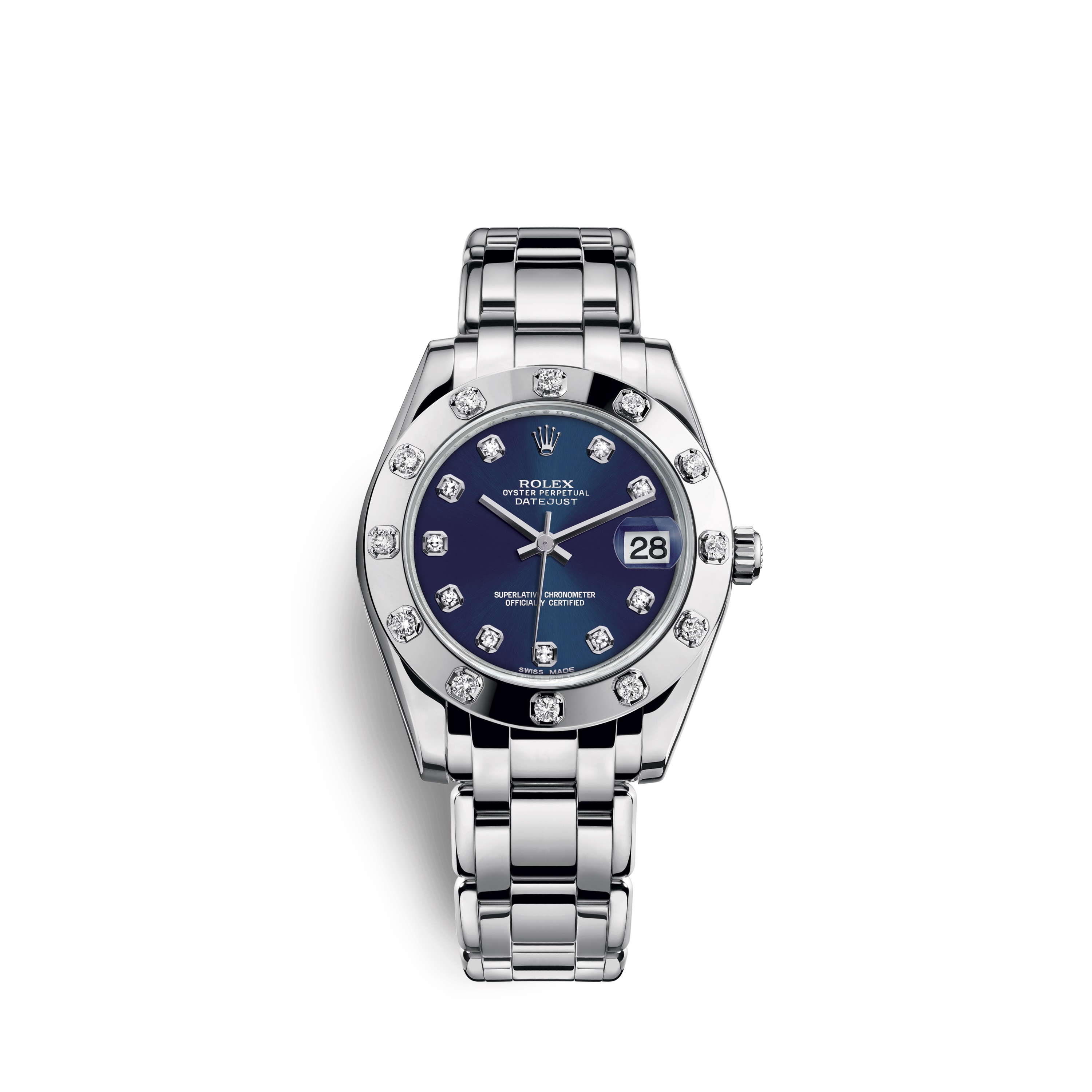 Pearlmaster 34 81319 White Gold & Diamonds Watch (Blue Set with Diamonds)