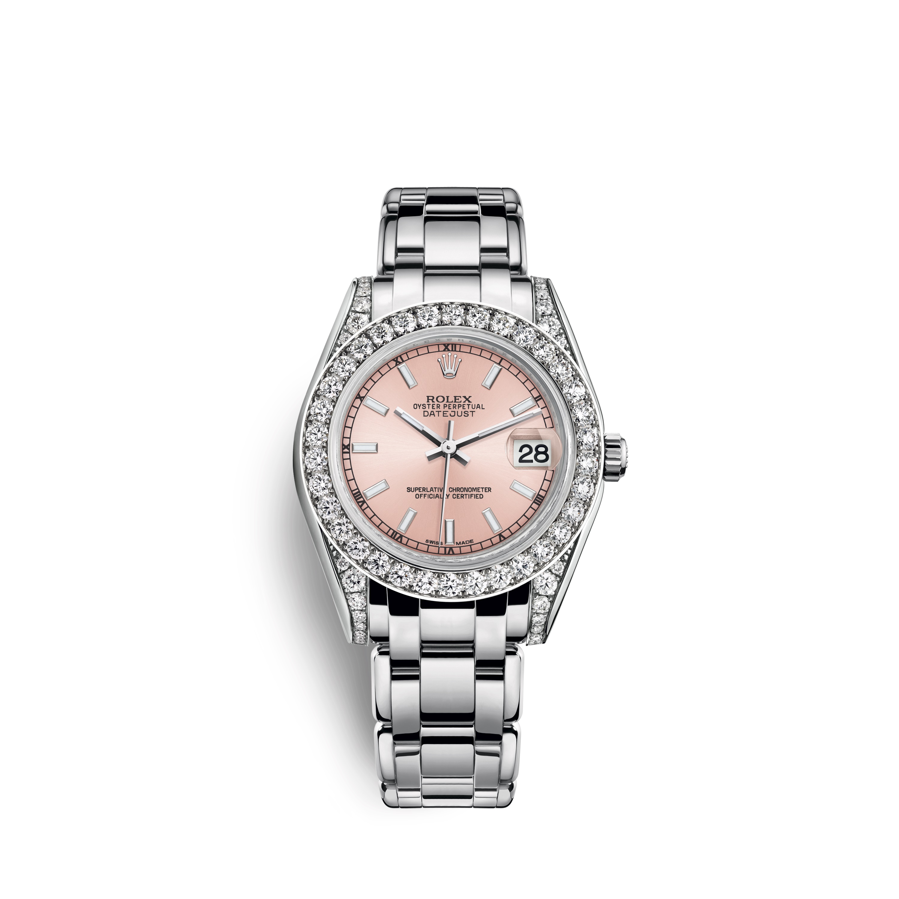 Pearlmaster 34 81159 White Gold & Diamonds Watch (Pink)