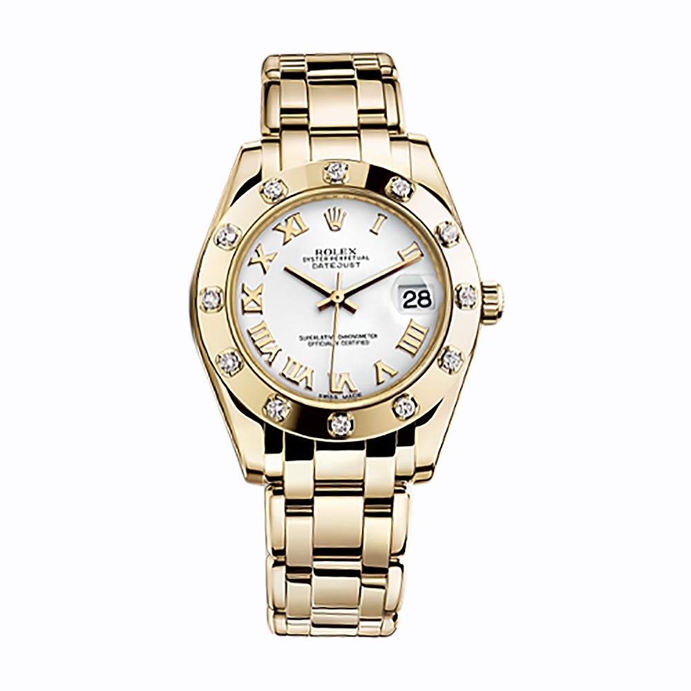 Pearlmaster 34 81318 Gold Watch (White)
