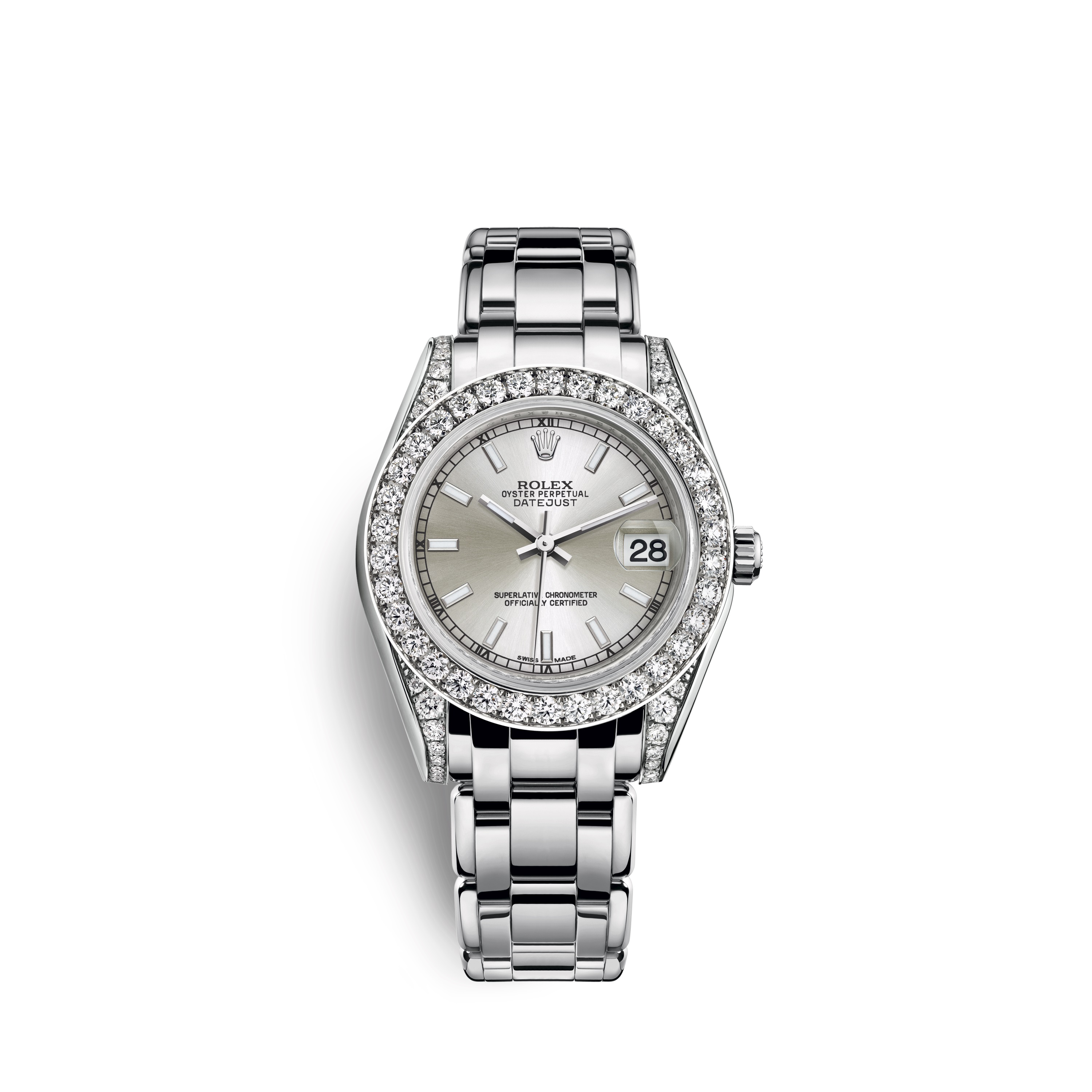 Pearlmaster 34 81159 White Gold & Diamonds Watch (Silver)