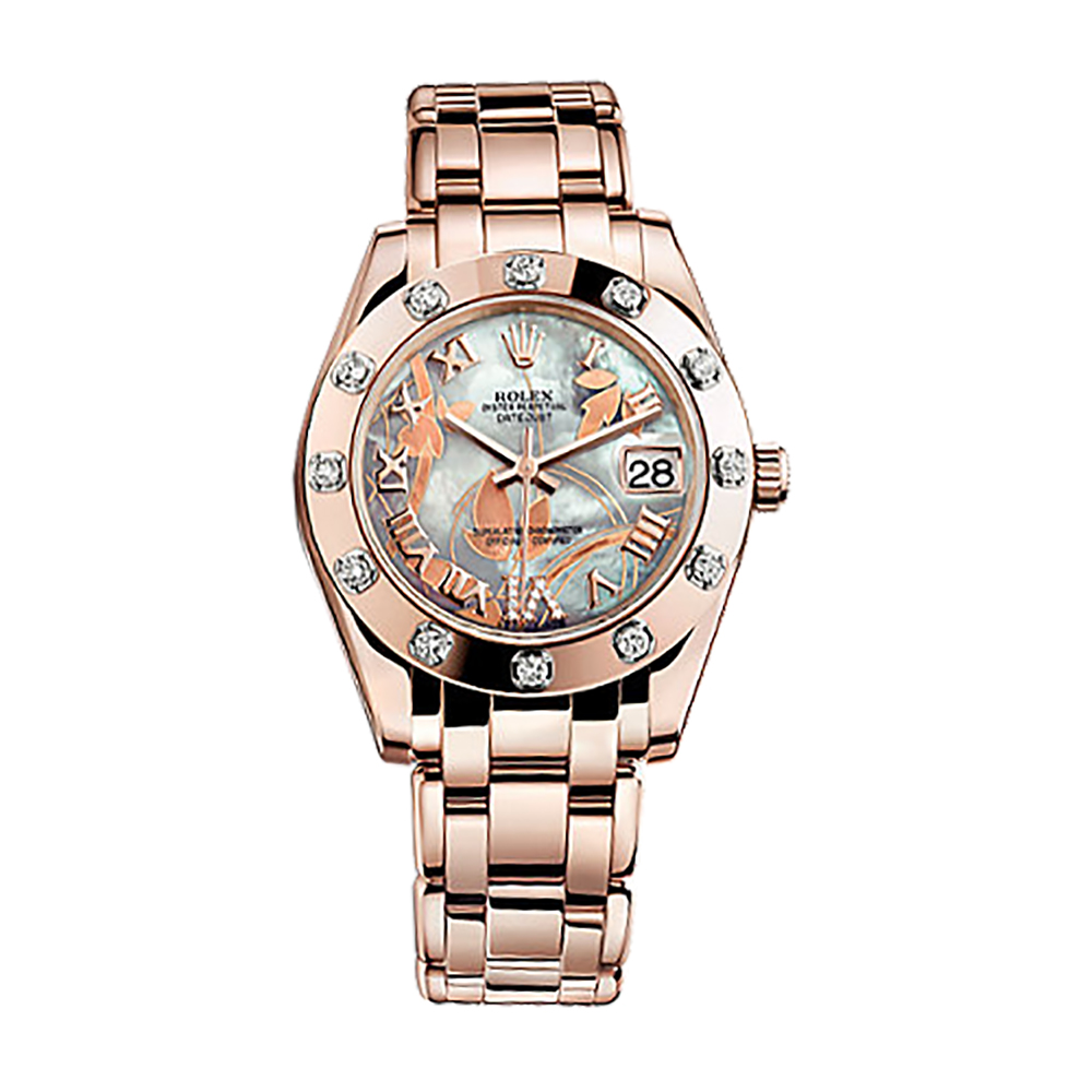 Pearlmaster 34 81315 Rose Gold Watch (White Goldust Dream Set with Diamonds)