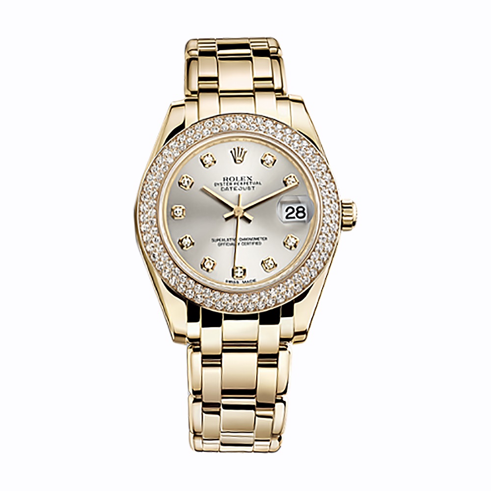 Pearlmaster 34 81338 Gold Watch (Silver Set with Diamonds)