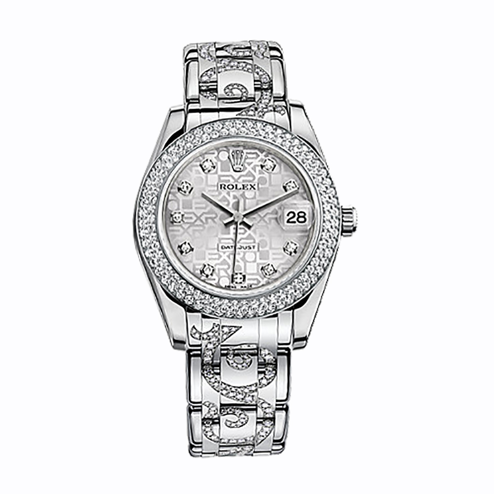 Pearlmaster 34 81339 White Gold Watch (Silver Jubilee Design Set with Diamonds)