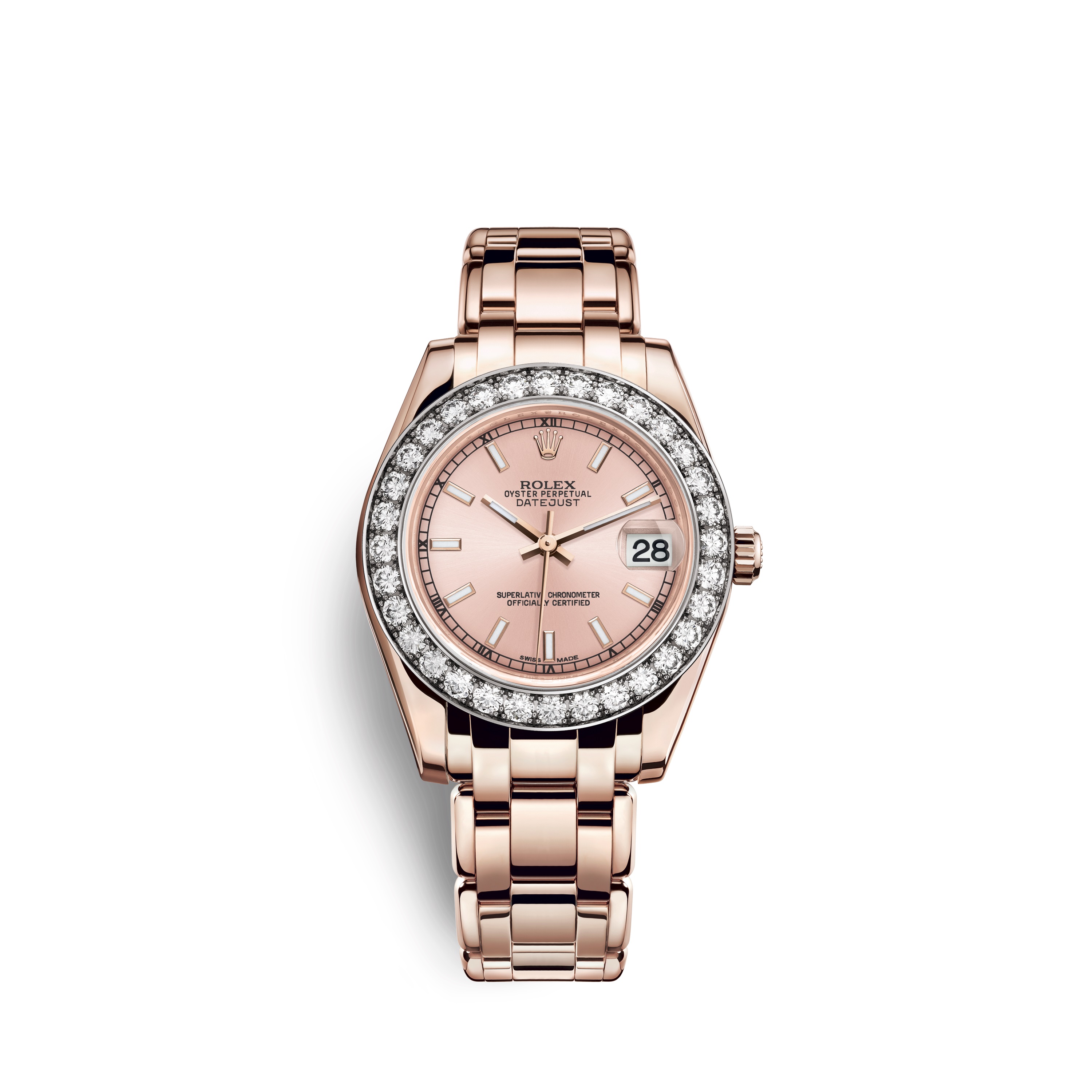 Pearlmaster 34 81285 Rose Gold & Diamonds Watch (Pink)