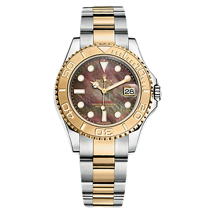 Yacht-Master 35 168623 Gold & Stainless Steel Watch (Black Mother-of-Pearl)