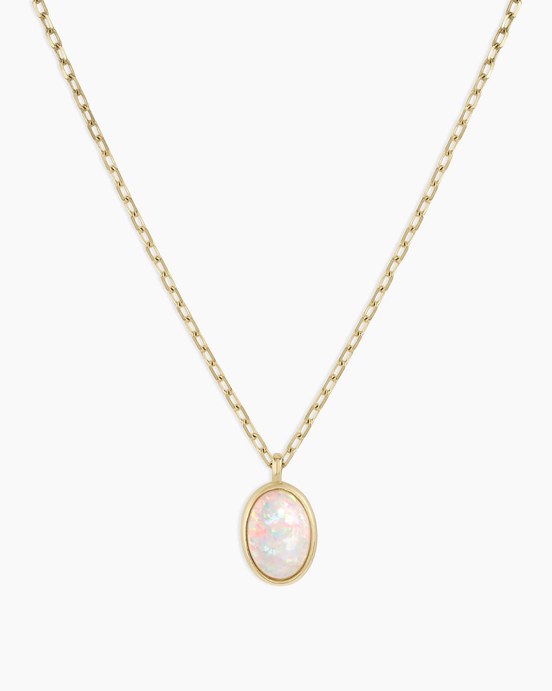 Opal Oval Charm Necklace
