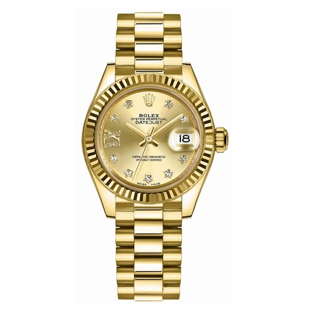 Lady-Datejust Solid 18K Yellow Gold Women's Watch 28mm - Click Image to Close