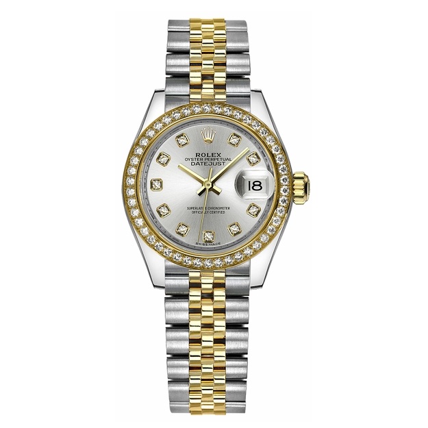 Lady-Datejust Silver Diamond Watch 28mm - Click Image to Close