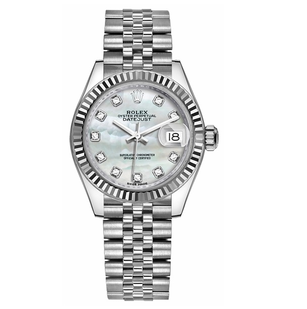 Lady-Datejust Mother of Pearl Diamond Dial Watch 28mm