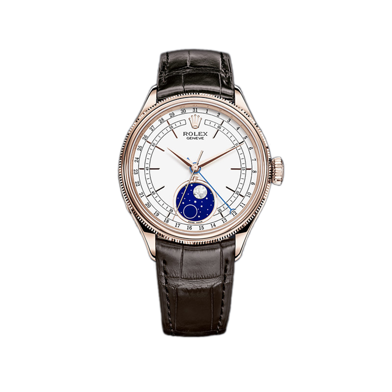 Cellini Moonphase 50535 Rose Gold Watch (White)