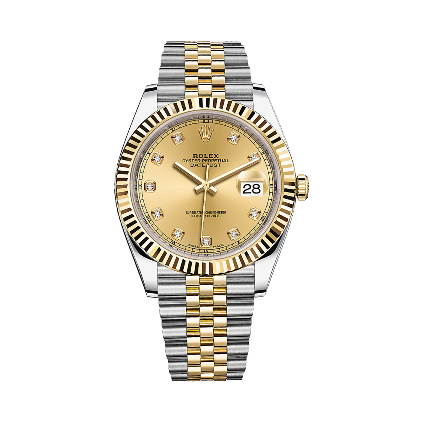 Datejust 41 126333 Gold & Stainless Steel Watch (Champagne Set With Diamonds)