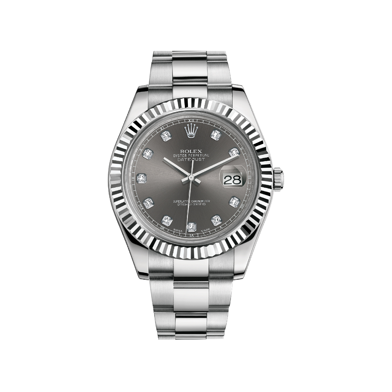 Datejust II 116334 White Gold & Stainless Steel Watch (Dark Rhodium Set with Diamonds)