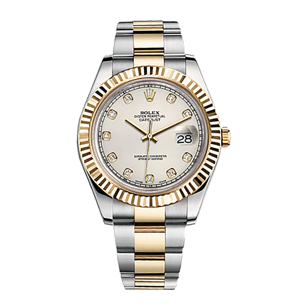 Datejust II 116333 Gold & Stainless Steel Watch (Ivory Set with Diamonds)
