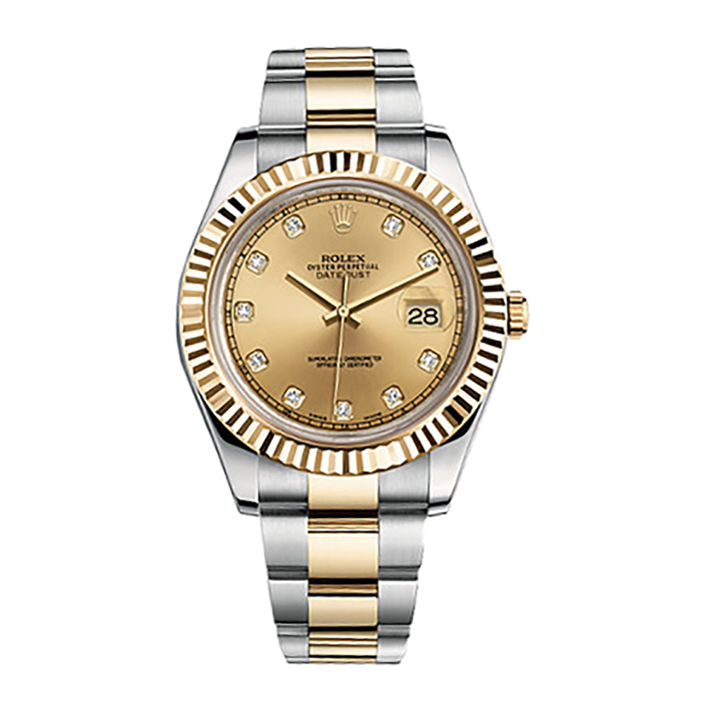 Datejust II 116333 Gold & Stainless Steel Watch (Champagne Set with Diamonds)