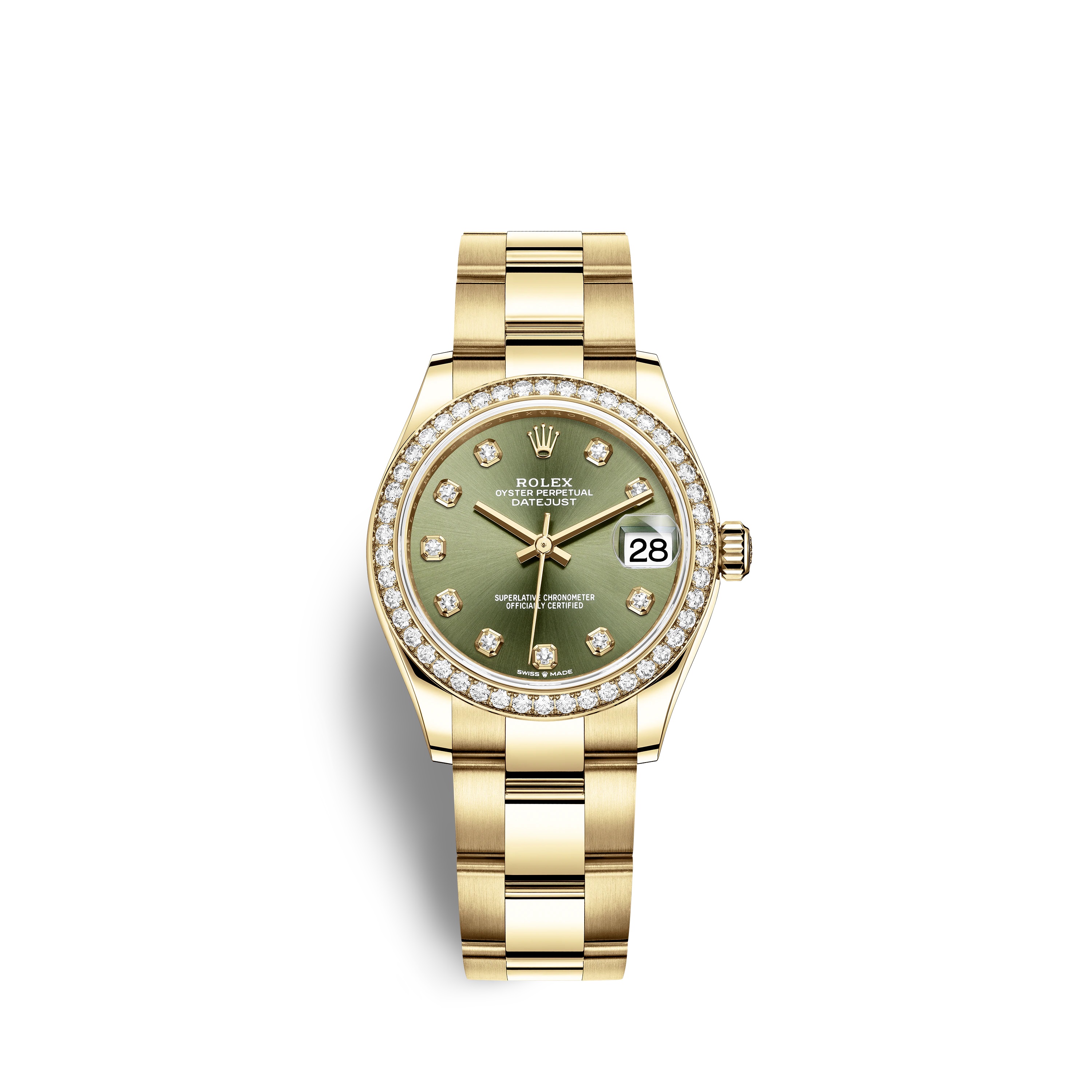 Datejust 31 278288RBR Gold Watch (Olive Green Set with Diamonds)