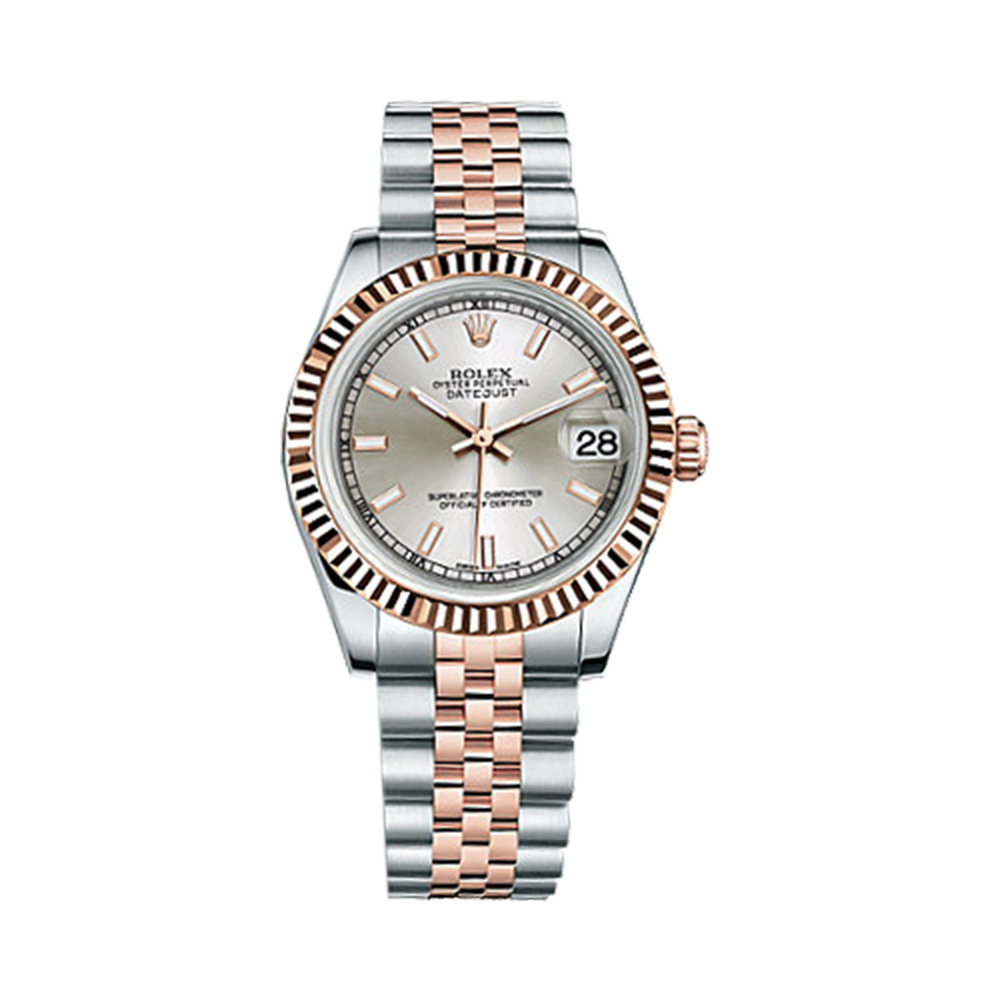 Datejust 31 178271 Rose Gold & Stainless Steel Watch (Silver)