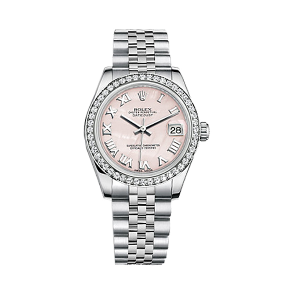 Datejust 31 178384 White Gold & Stainless Steel Watch (Pink Mother-of-Pearl) - Click Image to Close