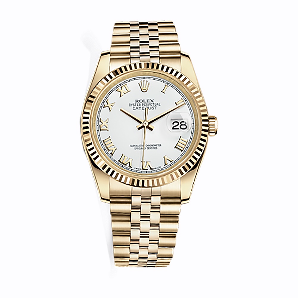 Datejust 36 116238 Gold Watch (White) - Click Image to Close