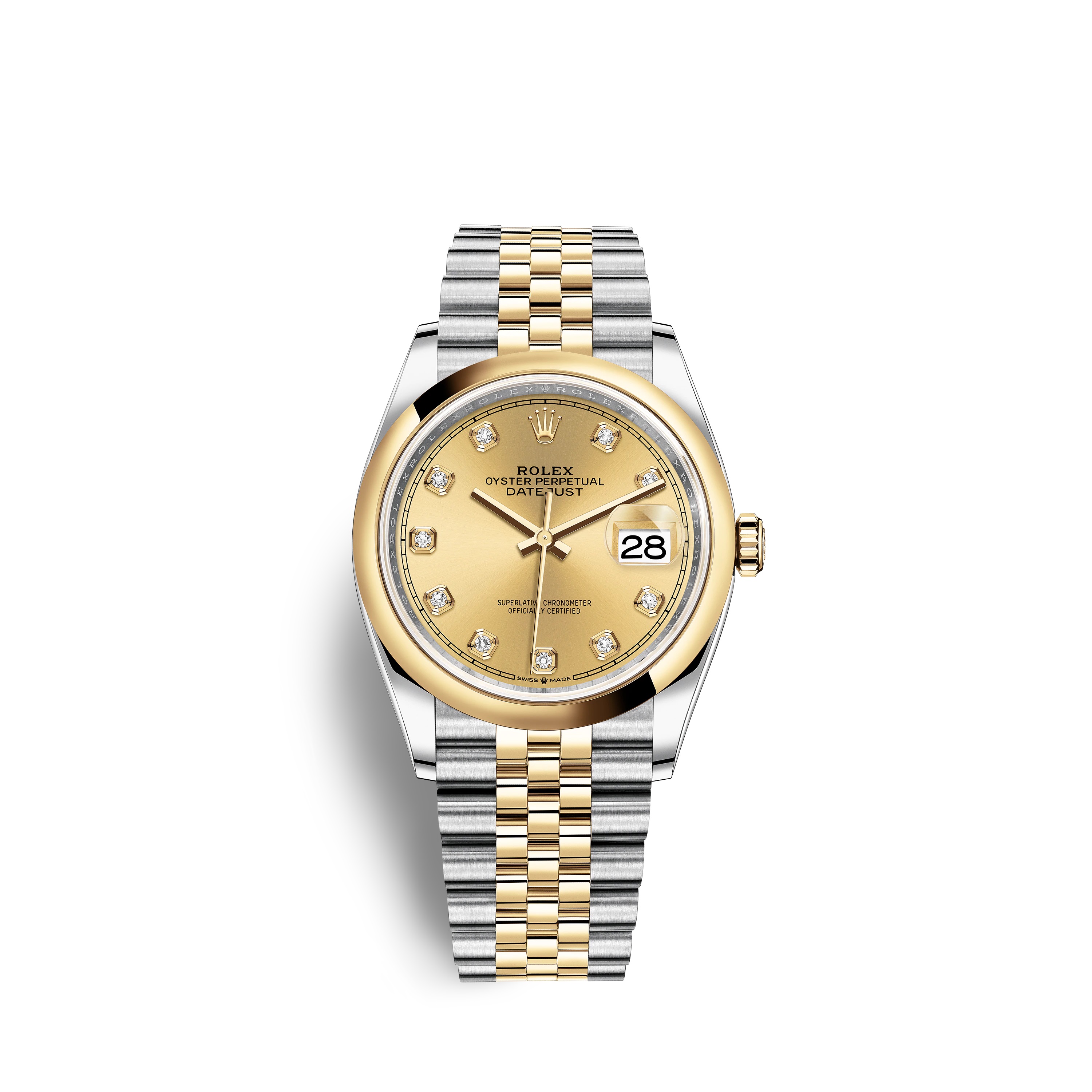 Datejust 36 126203 Gold & Stainless Steel Watch (Champagne-Colour Set with Diamonds)