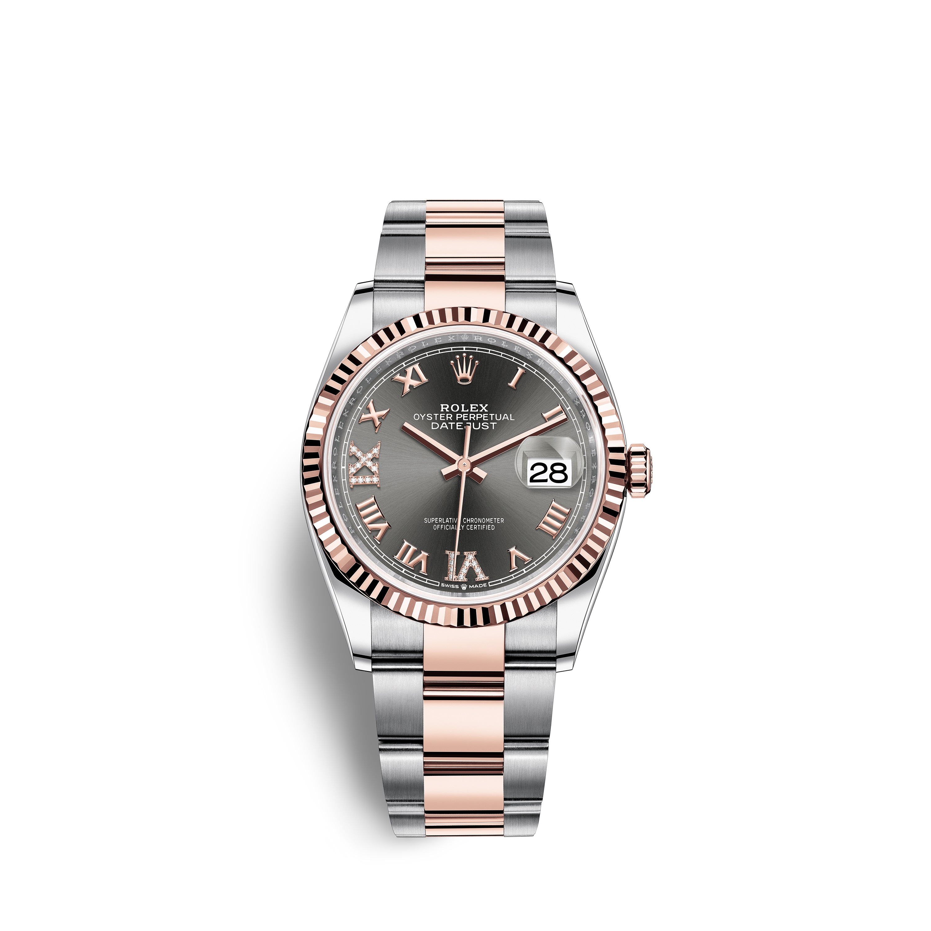 Datejust 36 126231 Rose Gold & Stainless Steel Watch (Dark Rhodium Set with Diamonds)