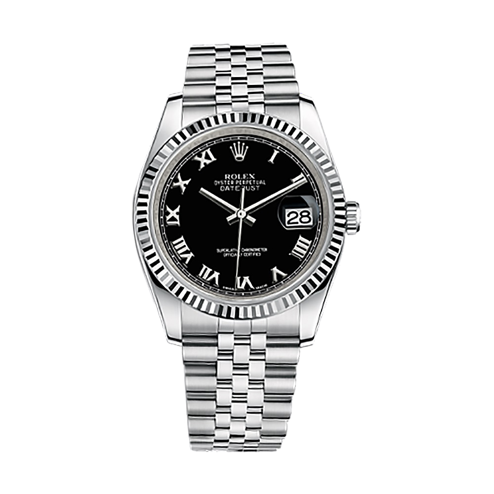 Datejust 36 116234 White Gold & Stainless Steel Watch (Black)