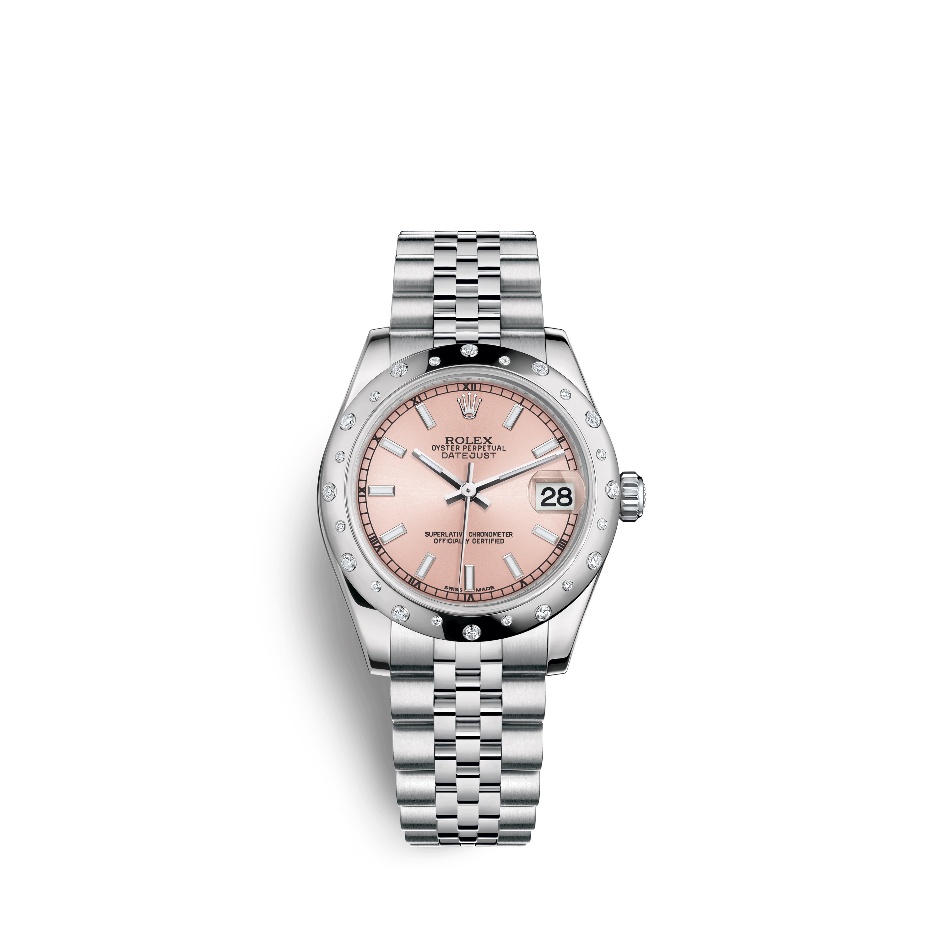 Datejust 31 178344 White Gold & Diamonds Watch (Pink) - Click Image to Close