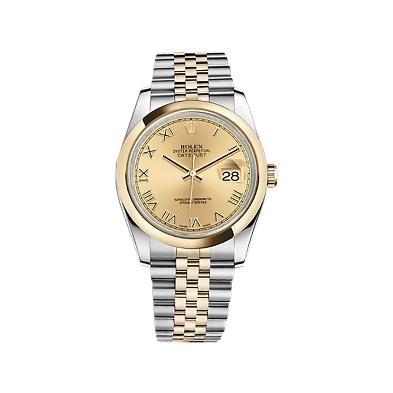 Datejust 36 116203 Gold & Stainless Steel Watch (Champagne) - Click Image to Close