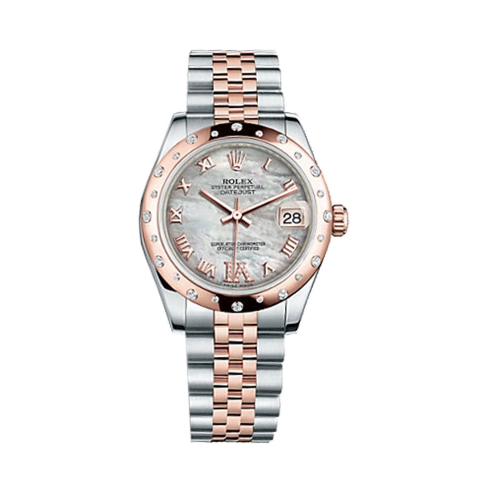 Datejust 31 178341 Rose Gold & Stainless Steel Watch (White Mother-of-Pearl Set with Diamonds)