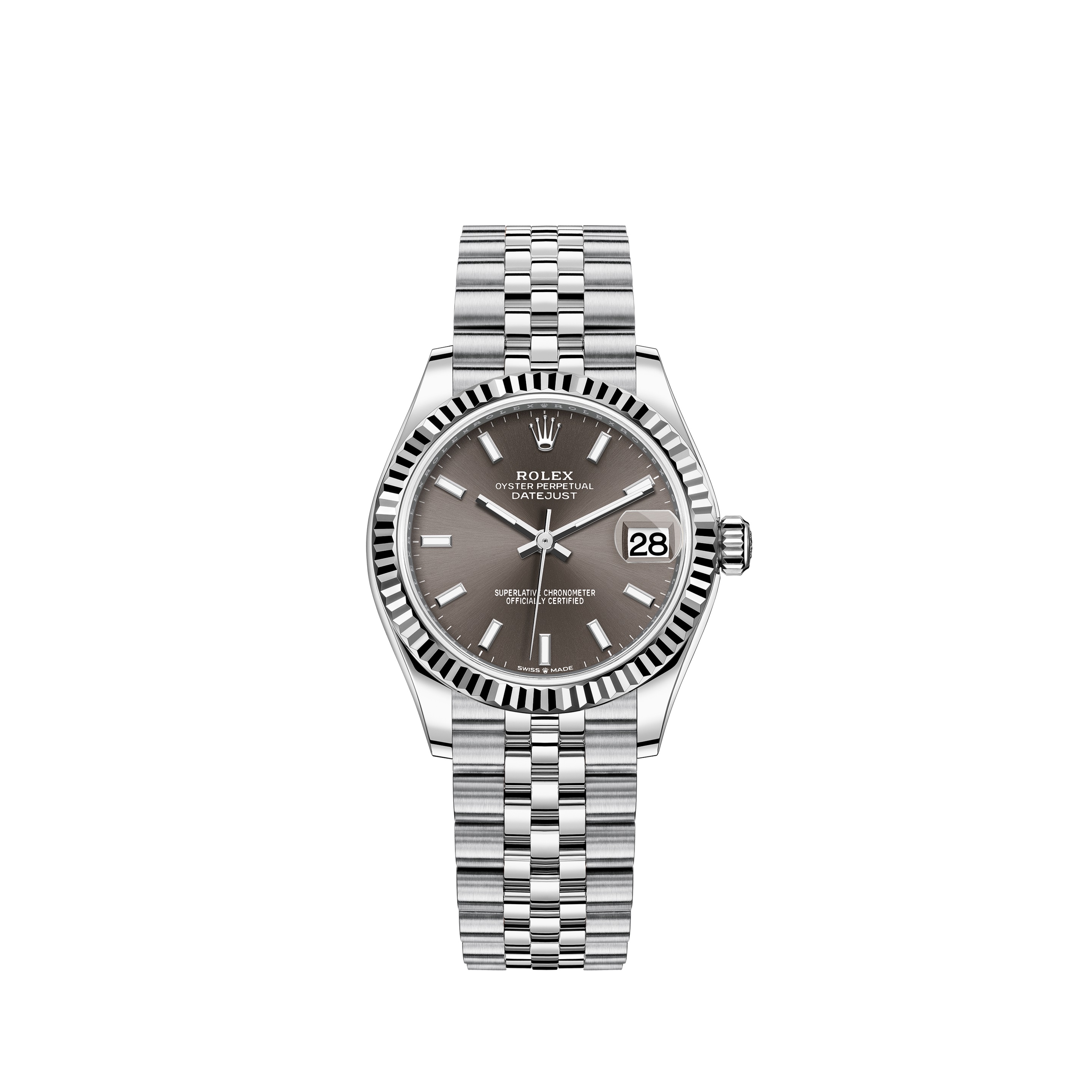 Datejust 31 278274 White Gold & Stainless Steel Watch (Dark Grey) - Click Image to Close