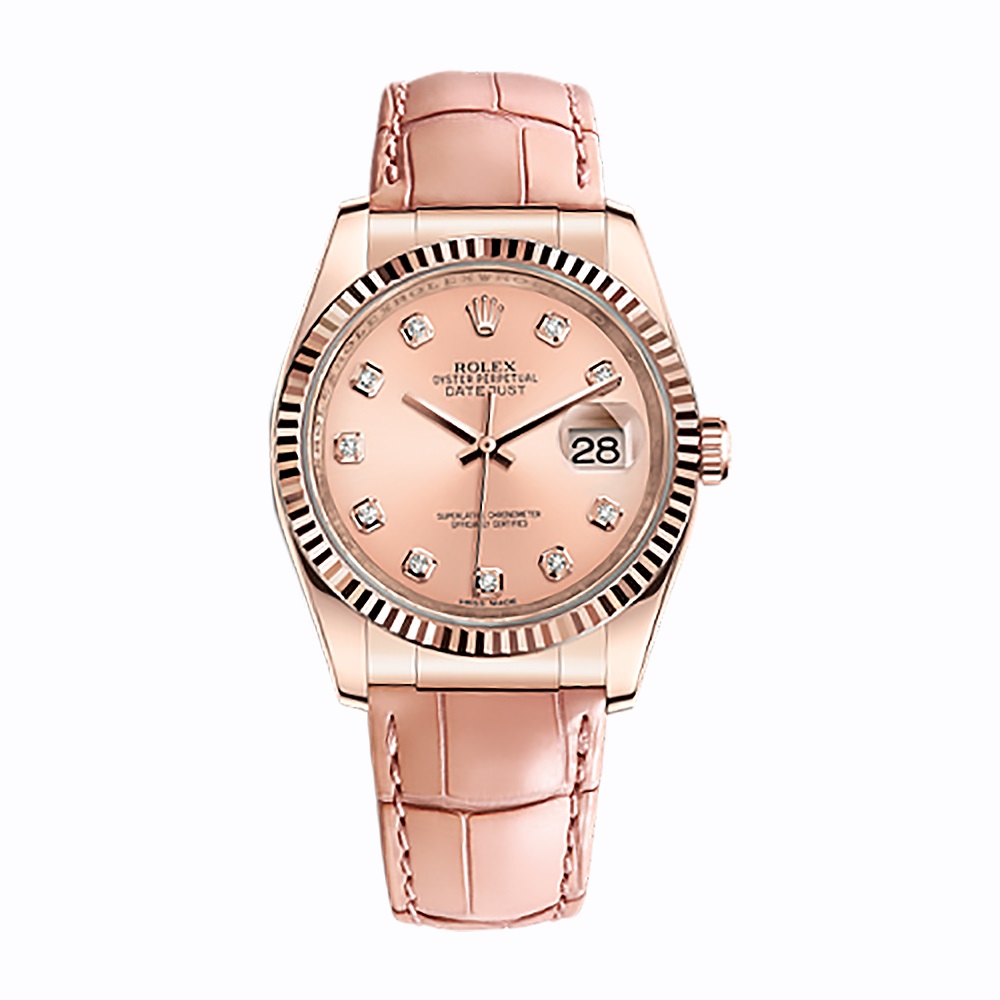 Datejust 36 116135 Rose Gold Watch (Pink Set with Diamonds) - Click Image to Close