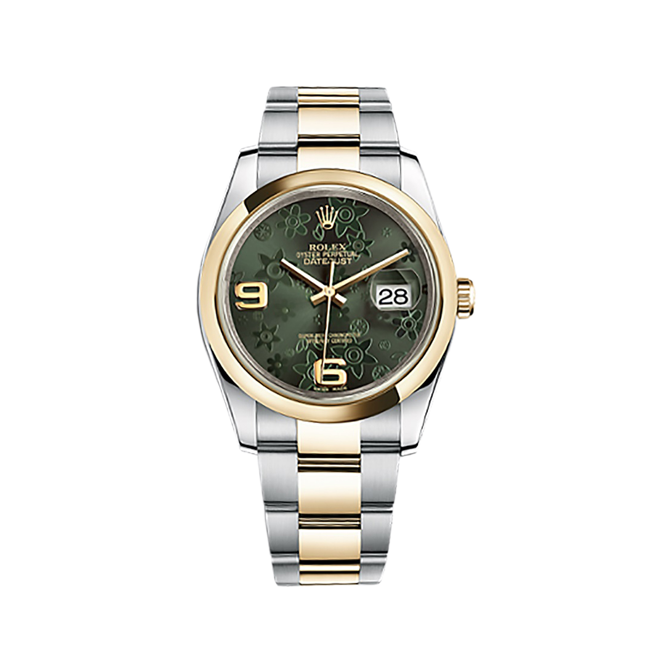 Datejust 36 116203 Gold & Stainless Steel Watch (Green Floral Motif)