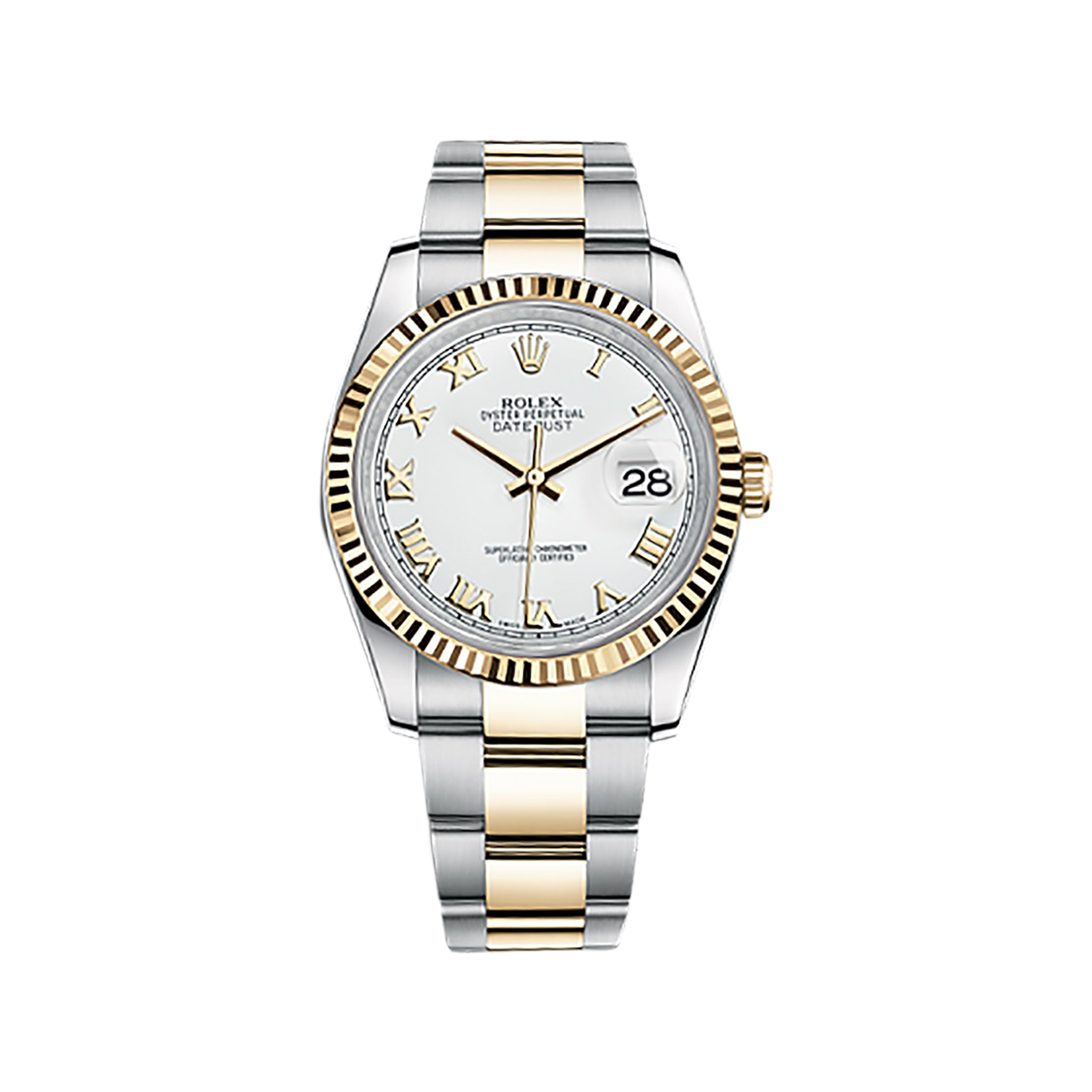 Datejust 36 116233 Gold & Stainless Steel Watch (White)