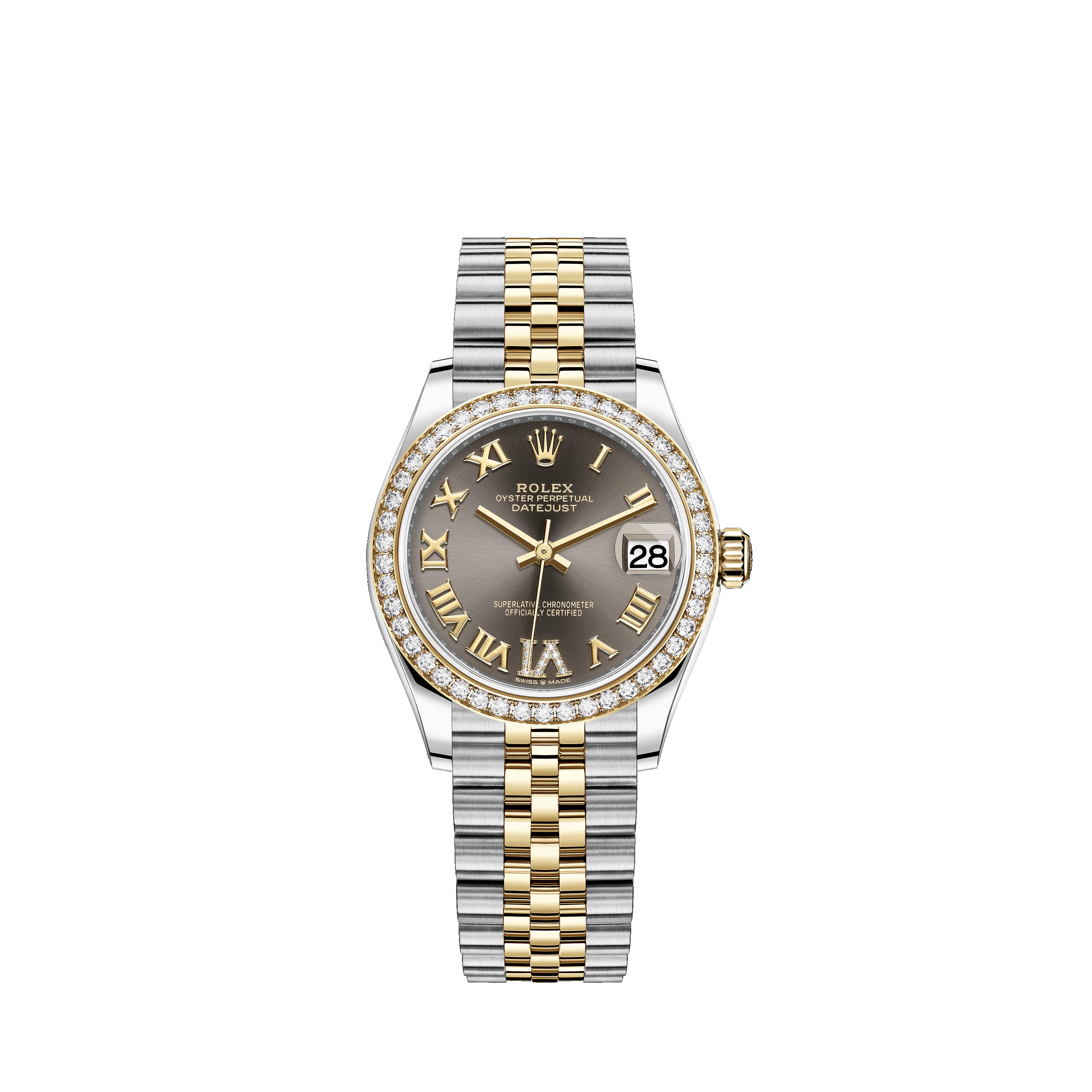Datejust 31 278383RBR Gold & Stainless Steel Watch (Dark Grey Set with Diamonds)