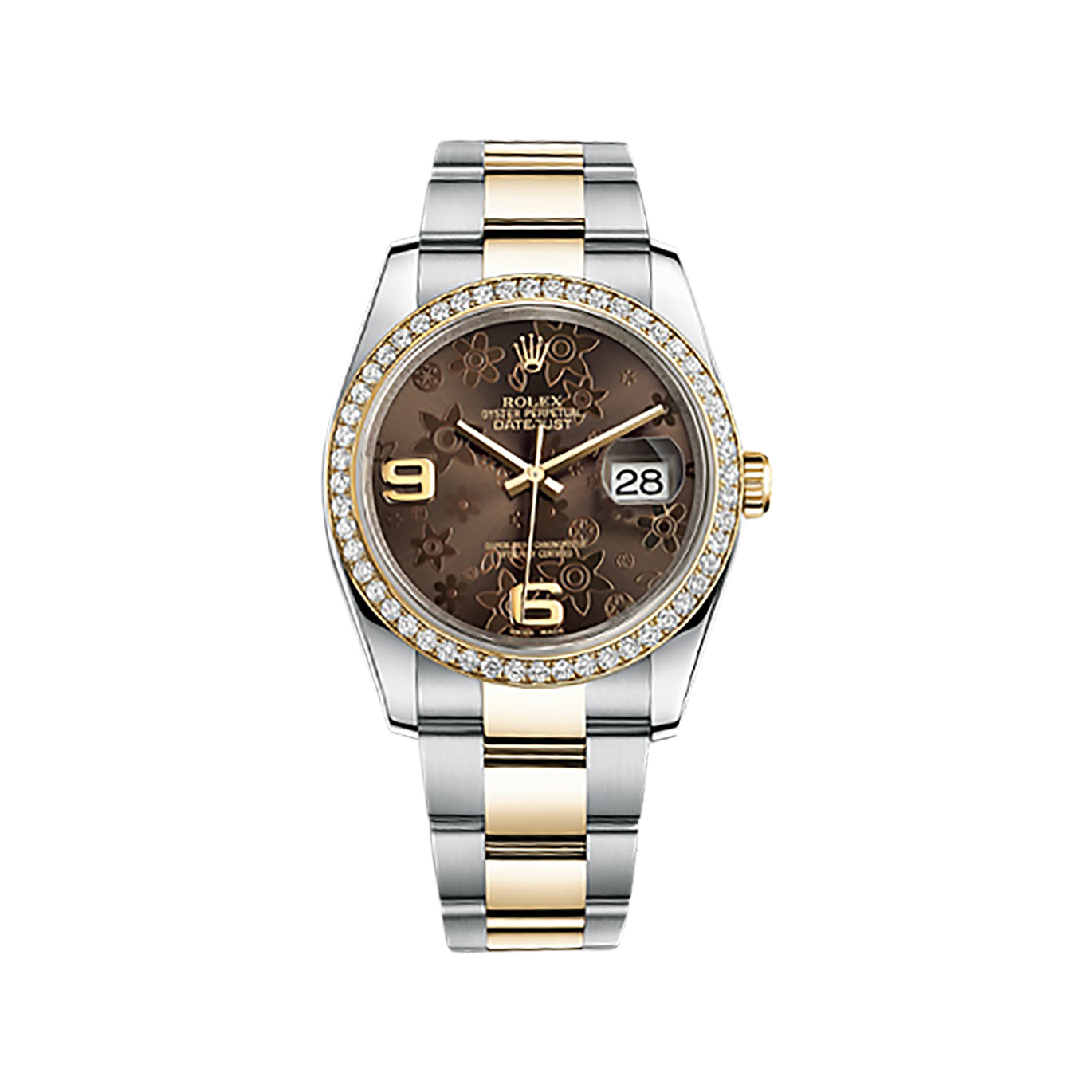 Datejust 36 116243 Gold & Stainless Steel Watch (Bronze Floral Motif)