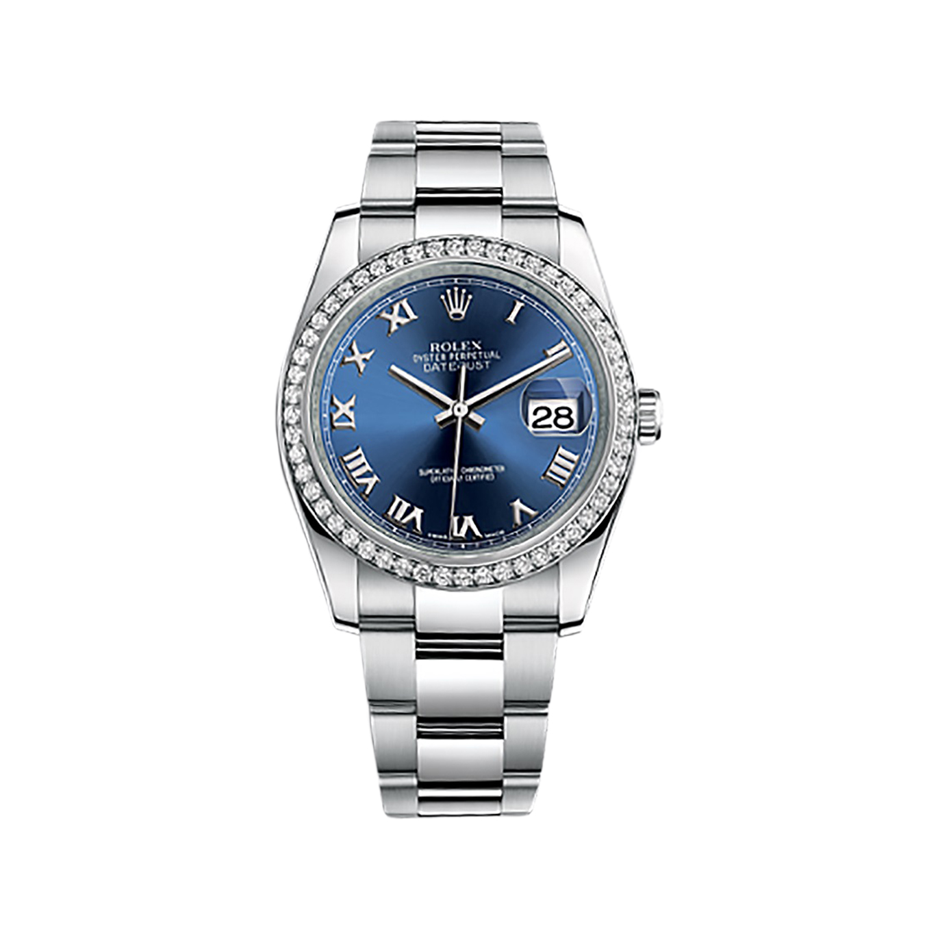 Datejust 36 116244 White Gold & Stainless Steel Watch (Blue) - Click Image to Close
