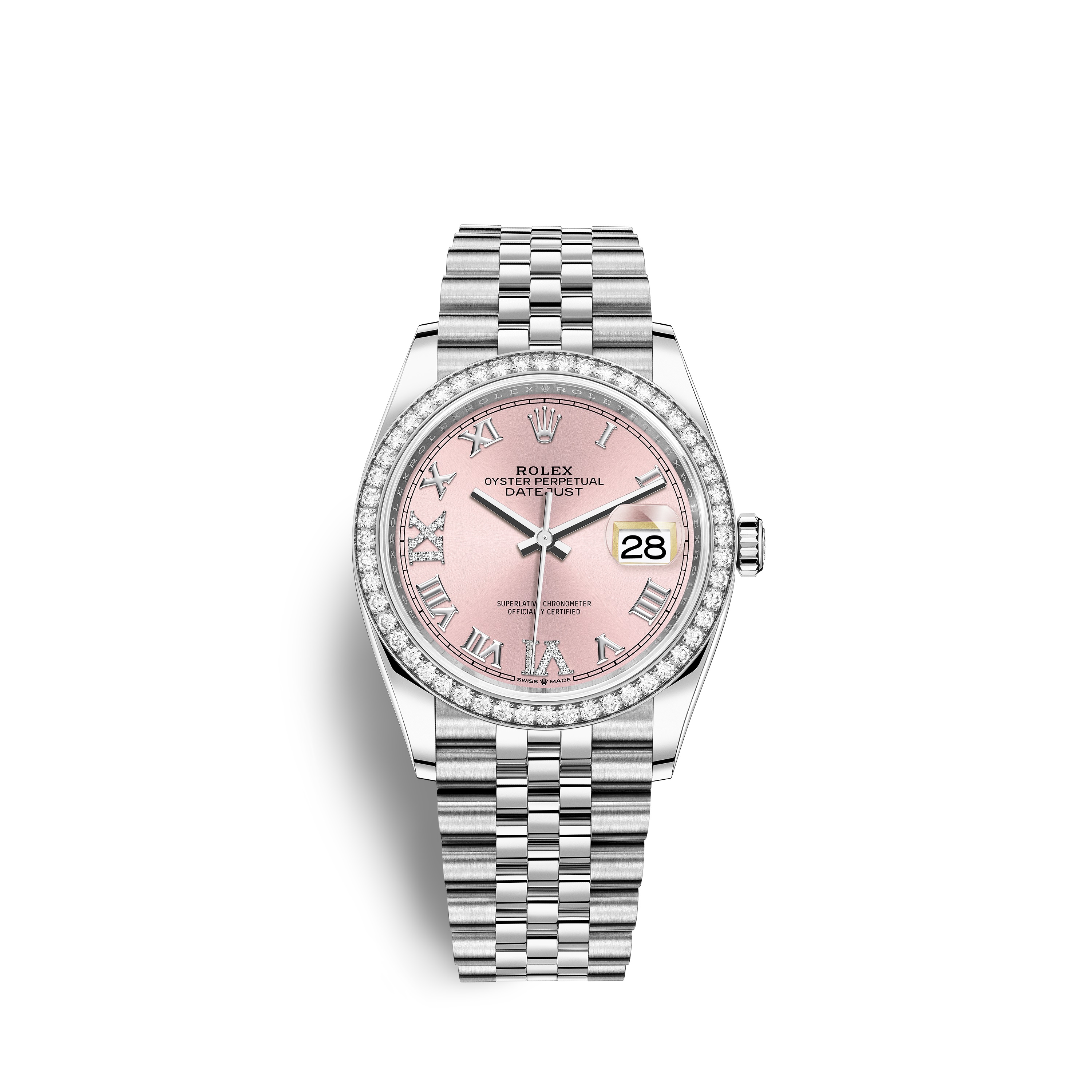 Datejust 36 126284RBR White Gold, Stainless Steel & Diamonds Watch (Pink Set with Diamonds)