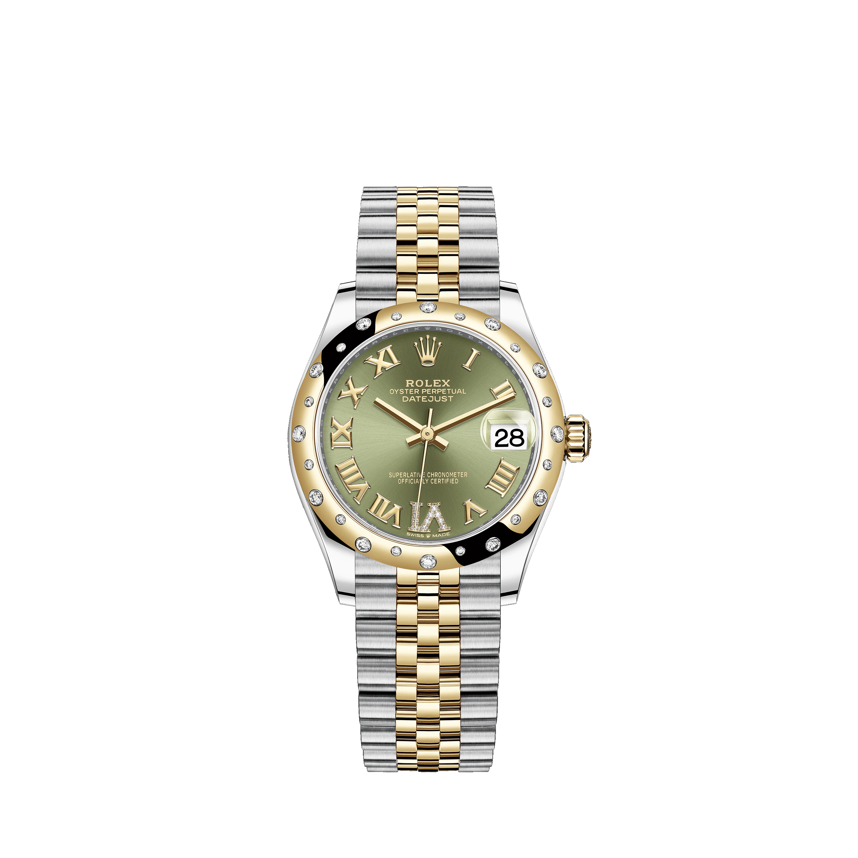 Datejust 31 278343RBR Gold & Stainless Steel Watch (Olive Green Set with Diamonds) - Click Image to Close