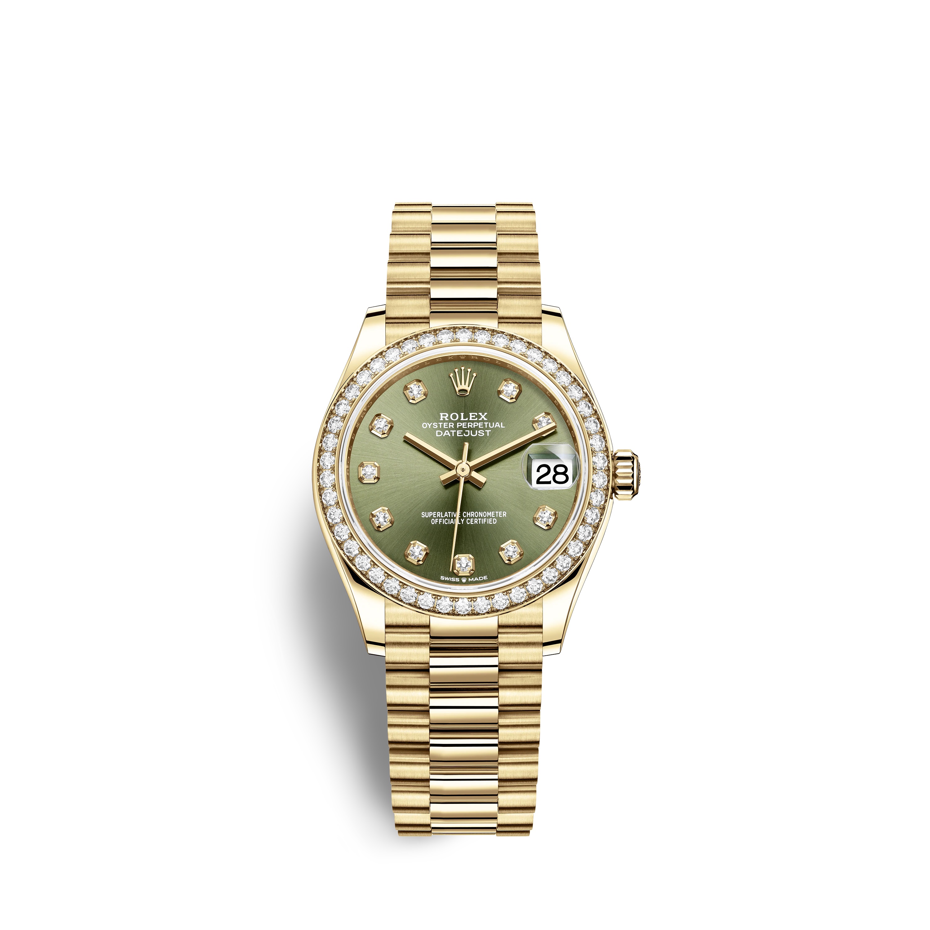 Datejust 31 278288RBR Gold Watch (Olive Green Set with Diamonds)