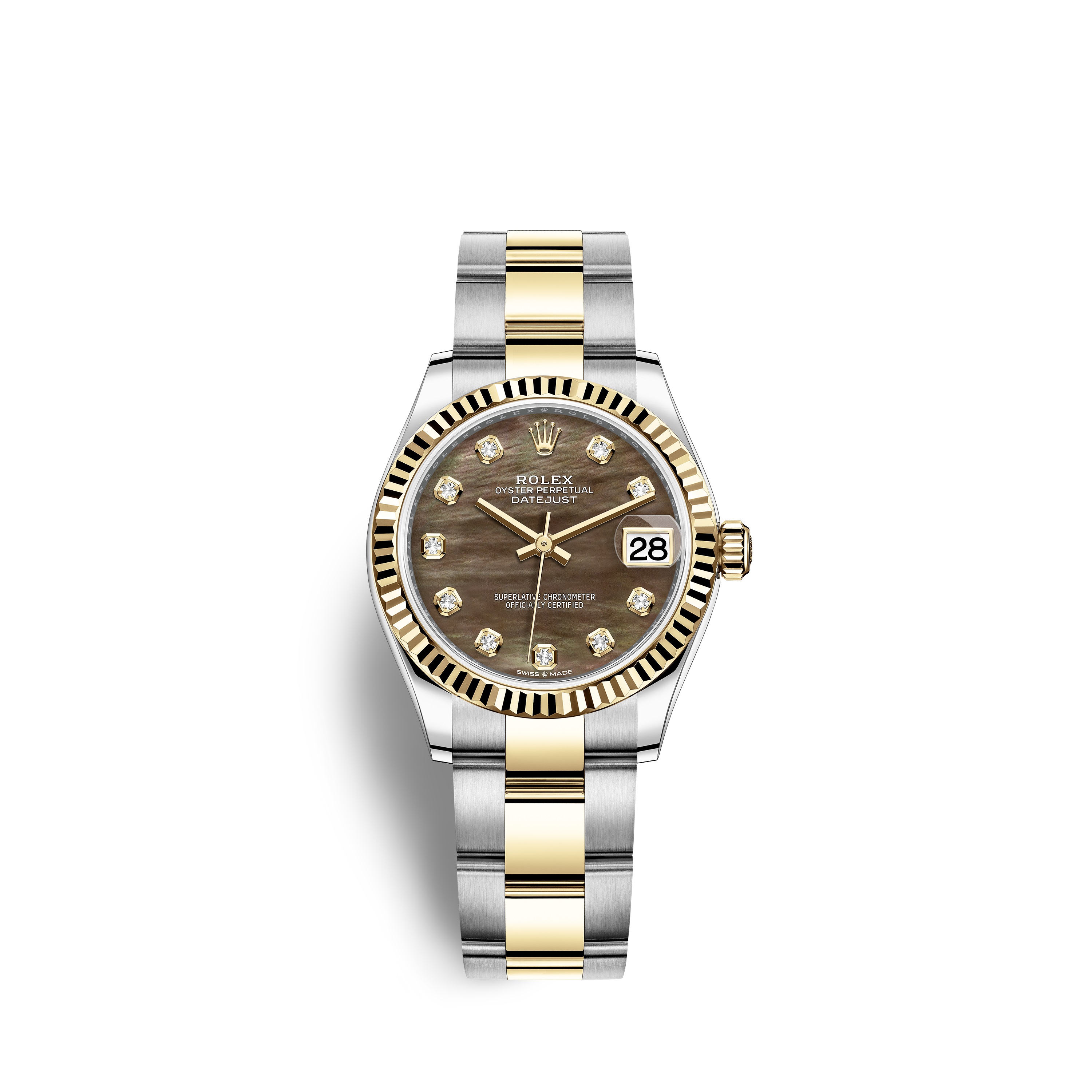 Datejust 31 278273 Gold & Stainless Steel Watch (Black Mother-of-Pearl Set with Diamonds) - Click Image to Close
