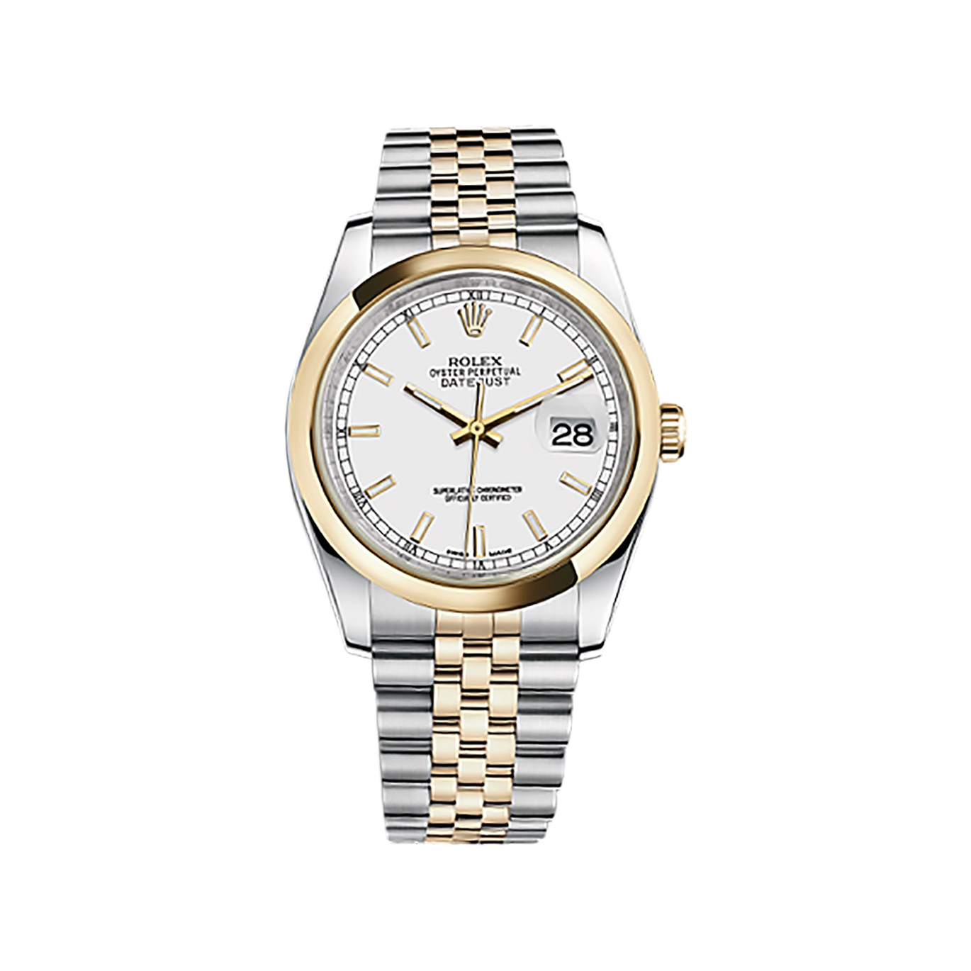 Datejust 36 116203 Gold & Stainless Steel Watch (White) - Click Image to Close