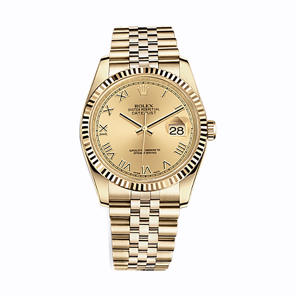 Datejust 36 116238 Gold Watch (Champagne) - Click Image to Close