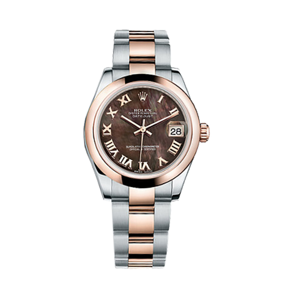 Datejust 31 178241 Rose Gold & Stainless Steel Watch (Black Mother-of-Pearl)