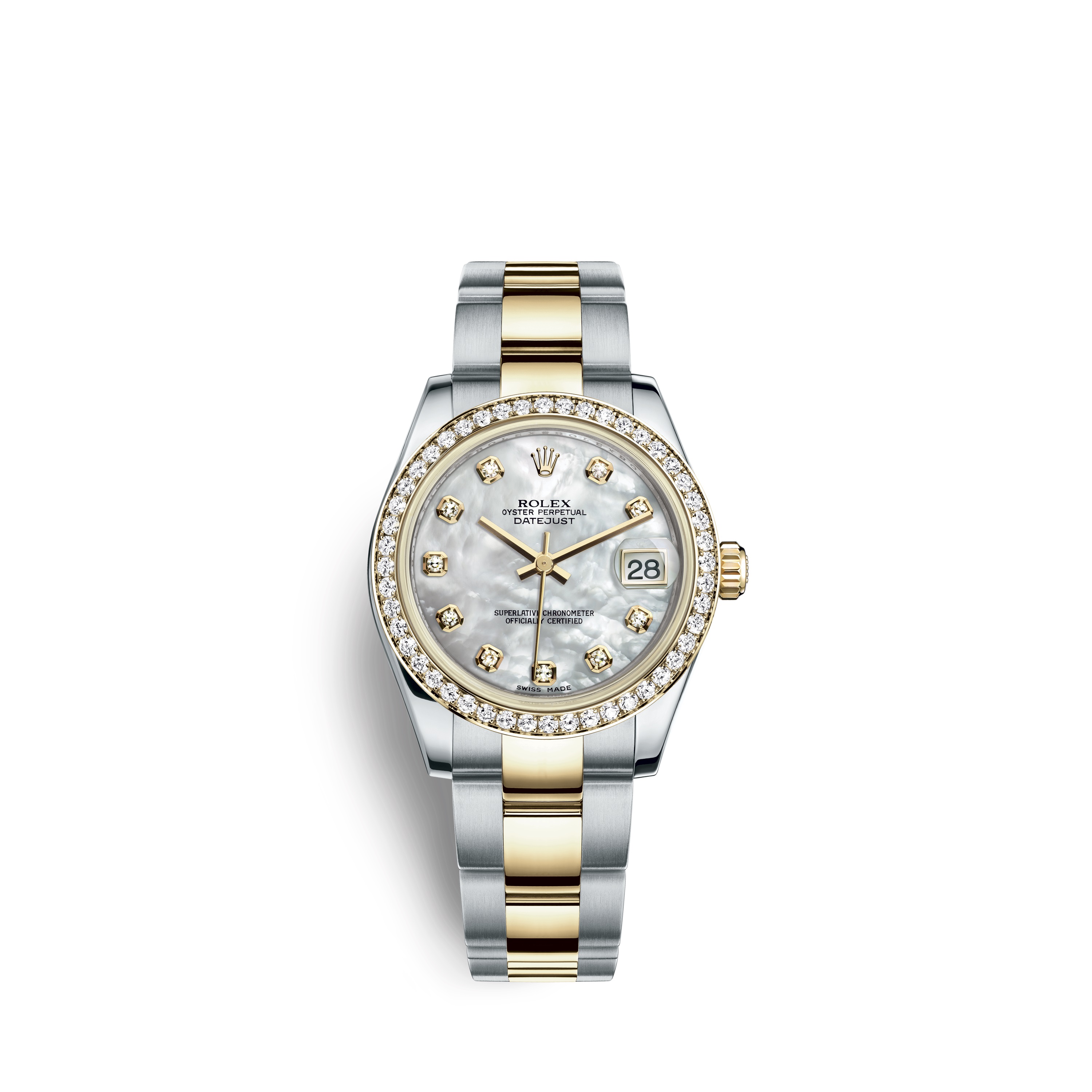 Datejust 31 178383 Gold and Stainless Steel watch (White Mother-of-Pearl Set with Diamonds) - Click Image to Close