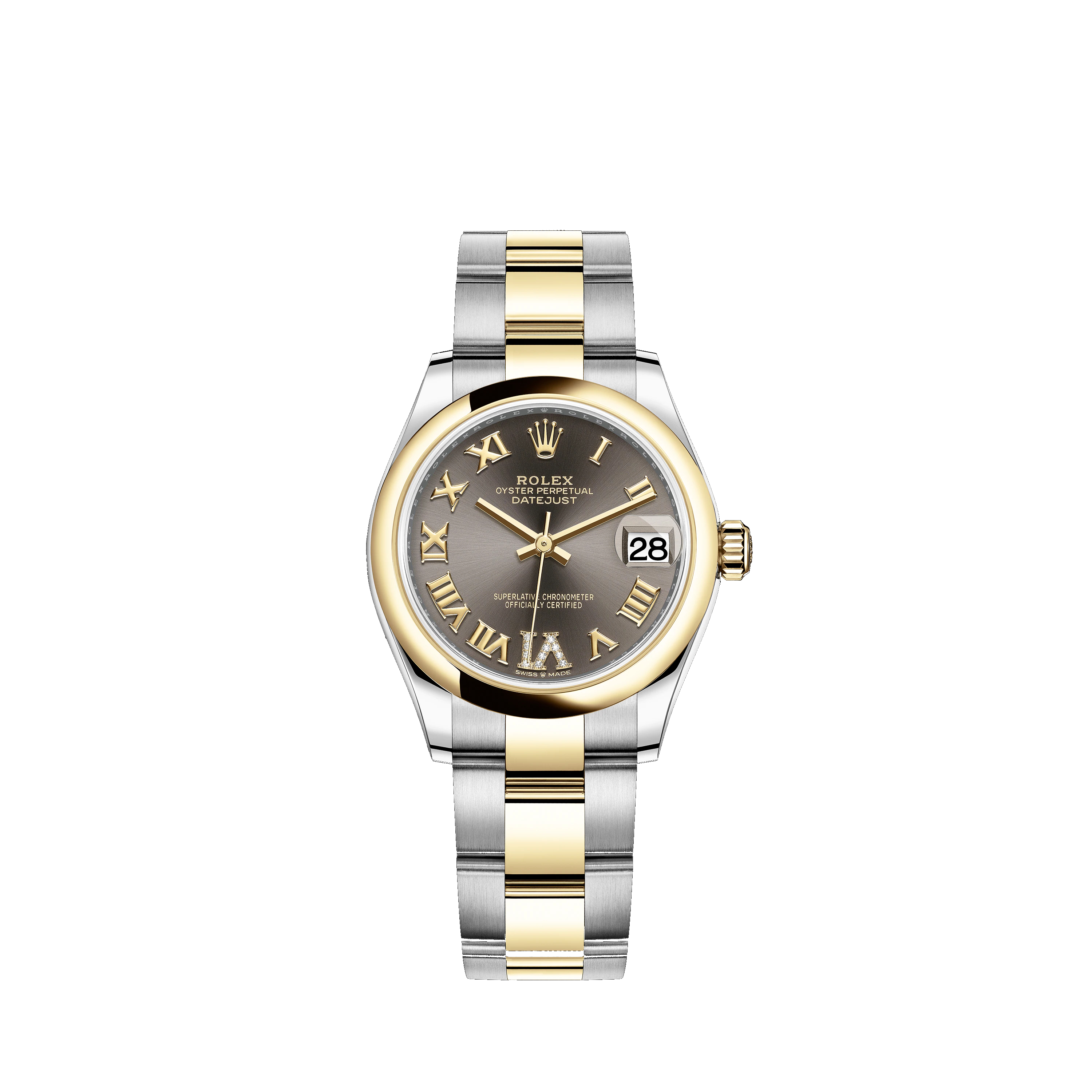 Datejust 31 278243 Gold & Stainless Watch (Dark Grey Set with Diamonds)