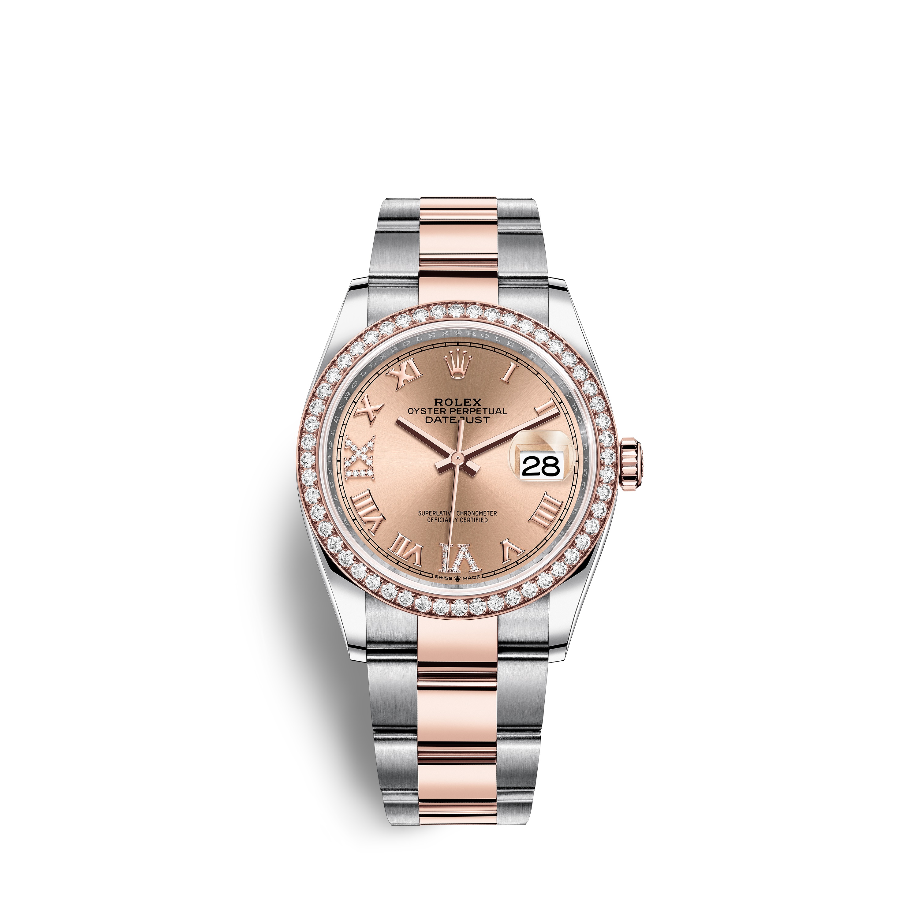 Datejust 36 126281RBR Rose Gold & Stainless Steel Watch (Rose Set with Diamonds)