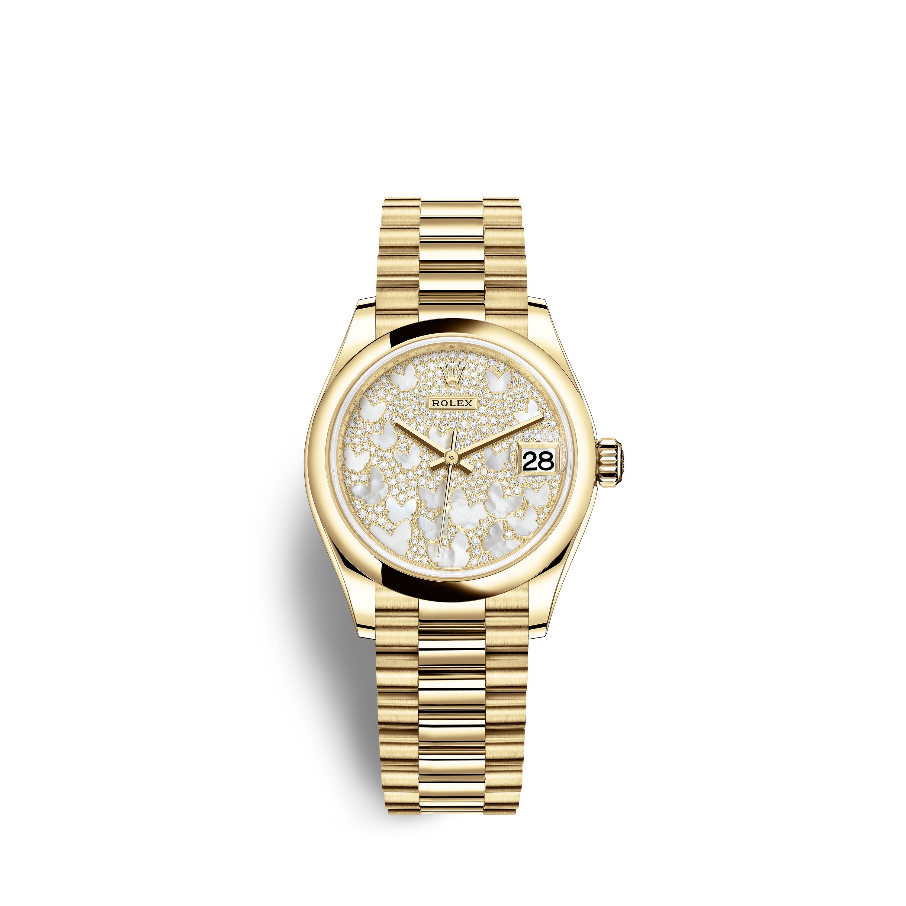 Datejust 31 278248 Gold Watch (Paved, Mother-of-Pearl Butterfly)