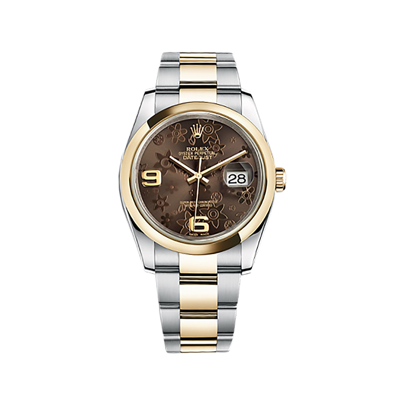 Datejust 36 116203 Gold & Stainless Steel Watch (Bronze Floral Motif) - Click Image to Close